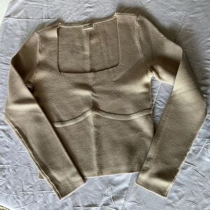 Abercrombie & Fitch Cream Square-Neck Knit Top
